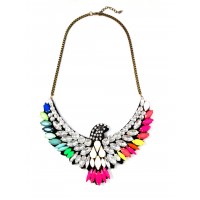 Rainbow Phoenix Marquise Cluster Statement Necklace